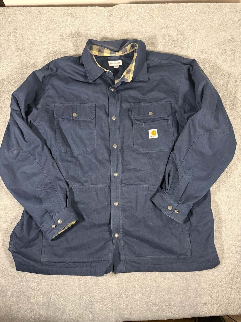 Carhartt Canvas Shirt Jacket Size 2XL Regular Blue Lined